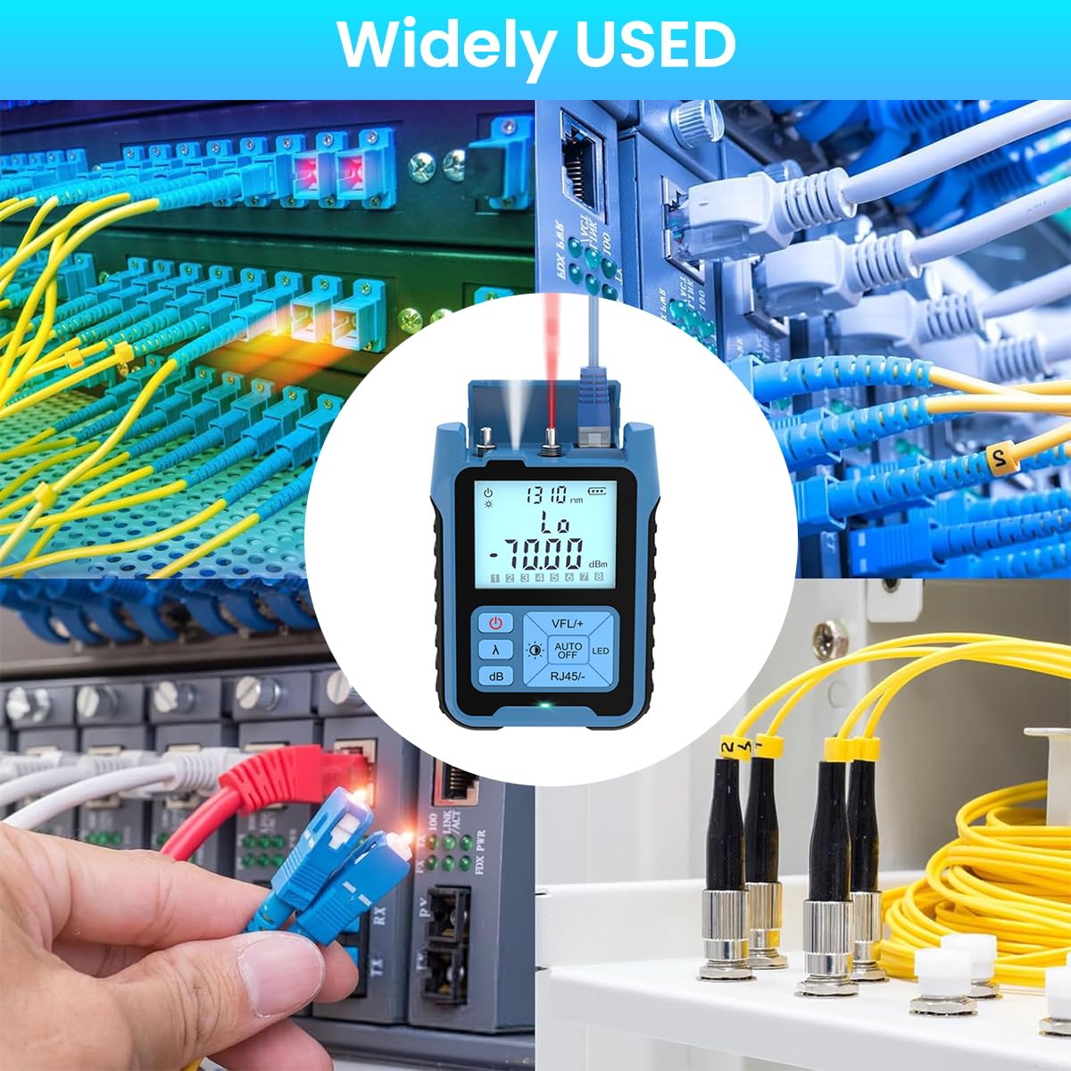 Serplex Optic Cable Tester for Fiber Inspection with LCD Backlight & Visible Red Laser | Automatic Calibration and Battery Powered
