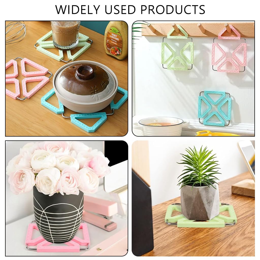 Supvox Silicone Trivet Mat Set for Hot Cookware featuring 4 PPR Triangles & Metal Frame | 3Pcs