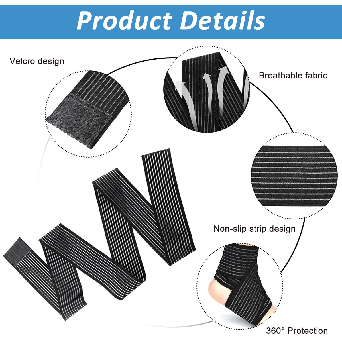 HANNEA Thigh Support Compression Bandage for Muscle Recovery with Hook and Loop Design