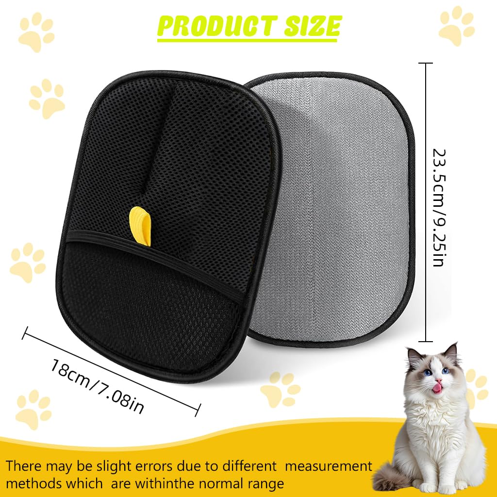 Qpets Pet Hair Removal Gloves for Furniture and Carpets featuring Static-Catching Technology | 23.5x18cm Reusable Grooming Mitt for Dogs and Cats