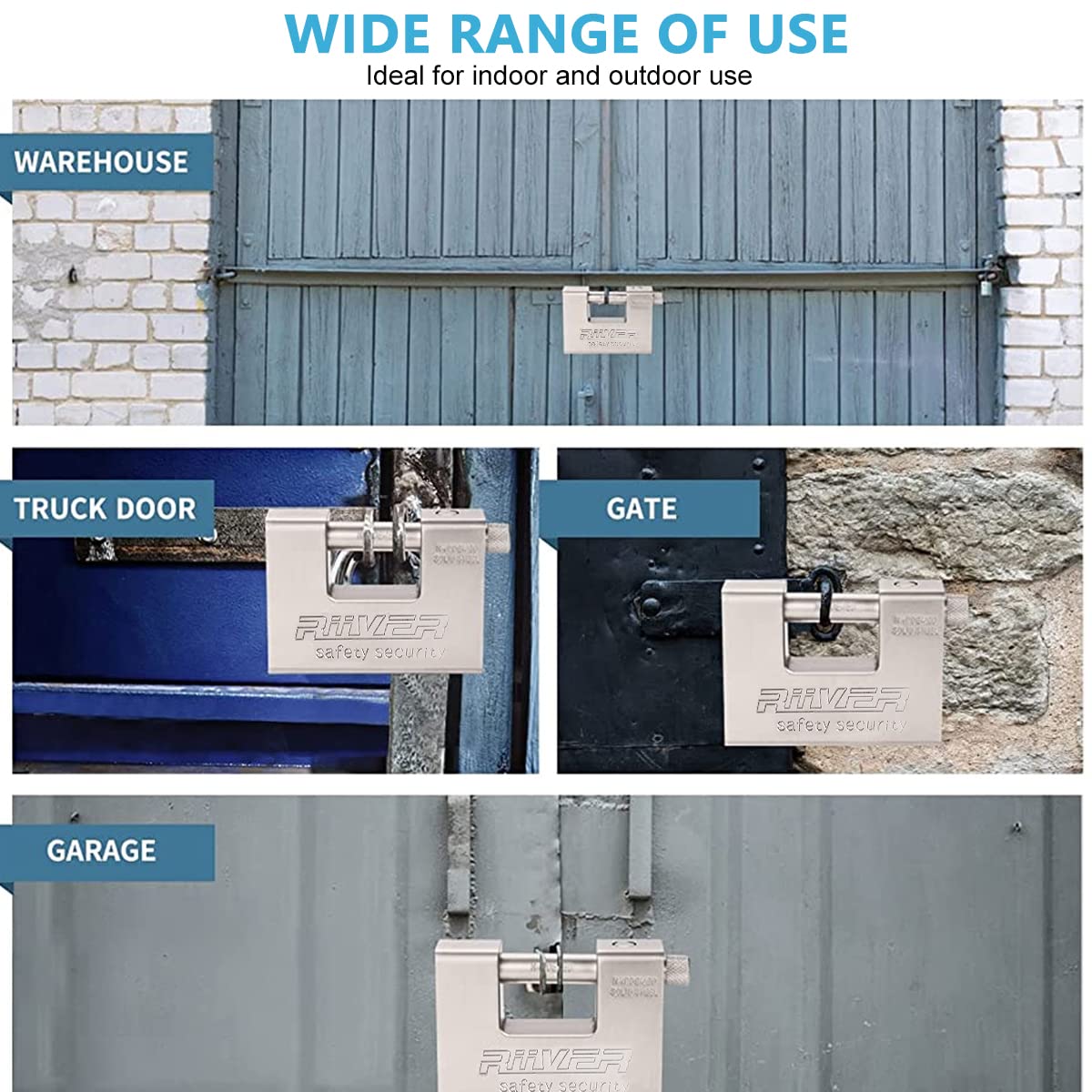 HASTHIP Padlock with Key for Outdoor and Warehouse Use featuring 94mm Solid Brass Body | Includes 5 Stainless Steel Keys
