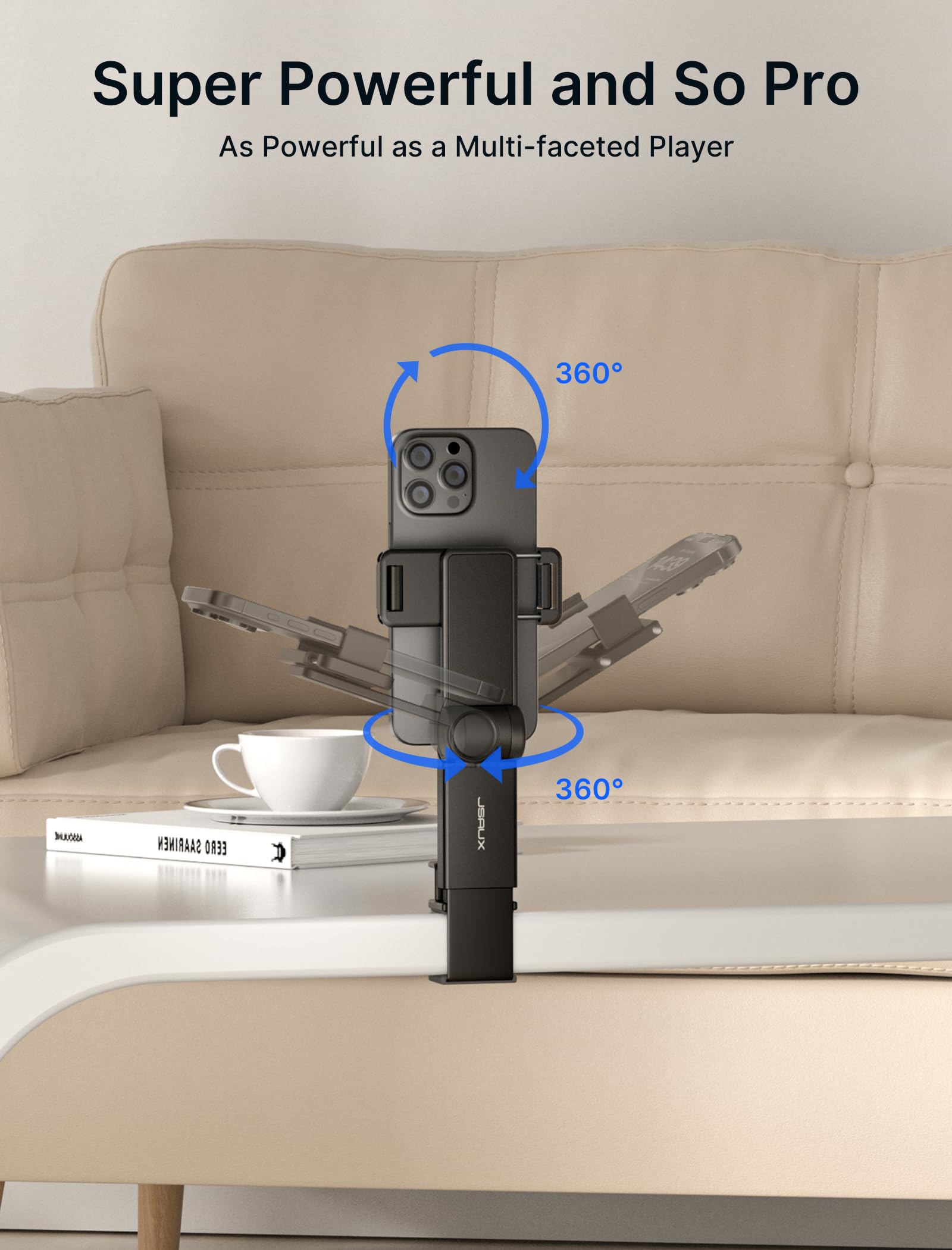 JSAUX Phone Holder for Airplane Travel with 360 Degree Rotation | Handsfree Mount for Desk