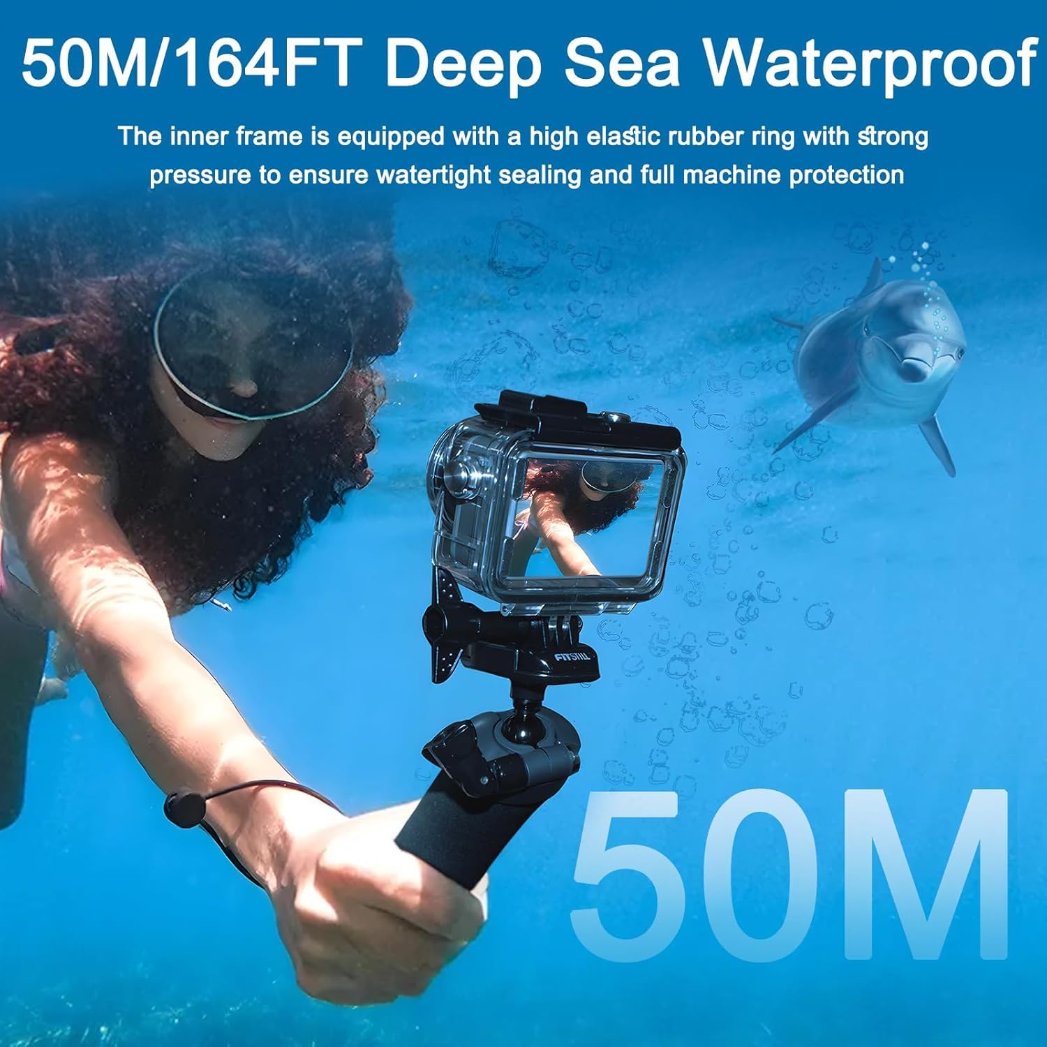 ZORBES Waterproof Case for DJI Action Camera featuring Dual Cold Shoe Mounts | 50M Diving Housing with Tempered Glass Lens