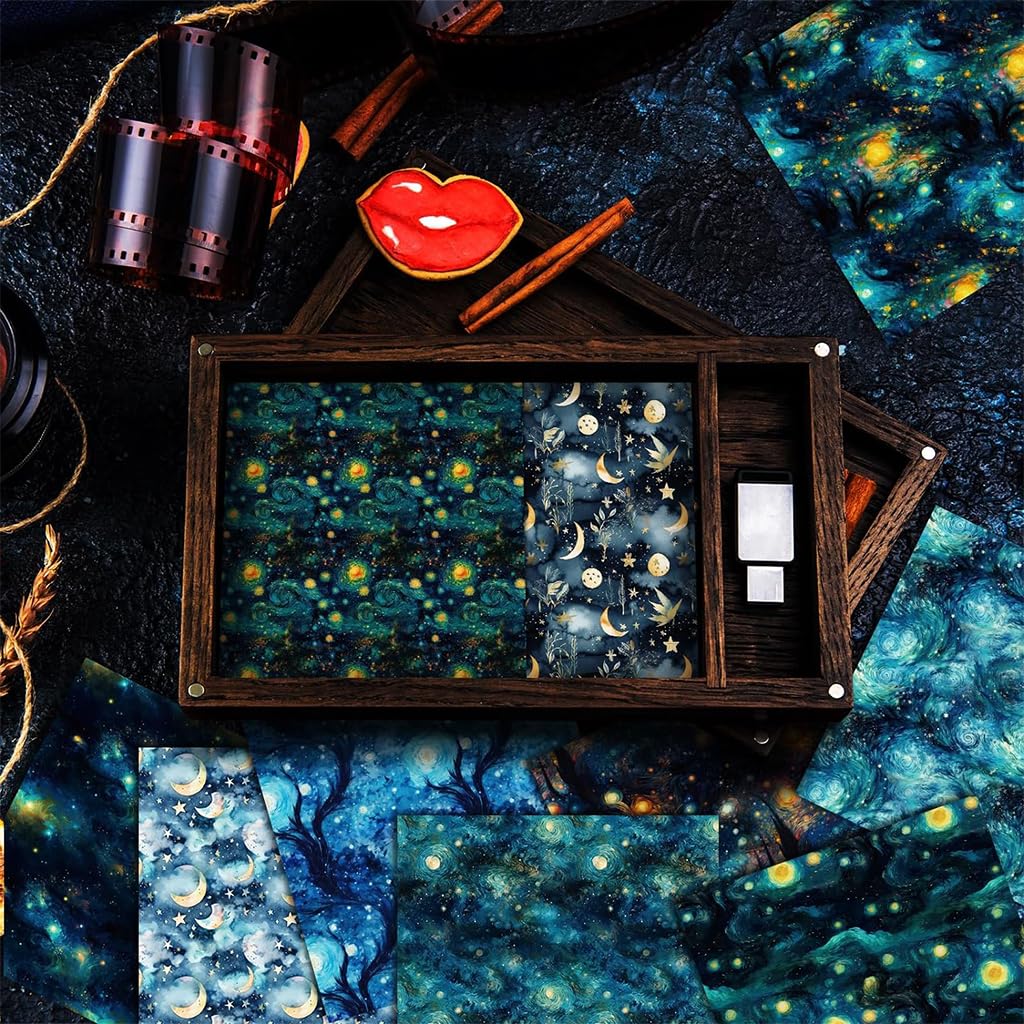 HASTHIP Scrapbook Paper for Journaling and Gift Wrapping featuring 24 6x6 in Galaxy Designs | Single-Sided 160gsm Cardstock