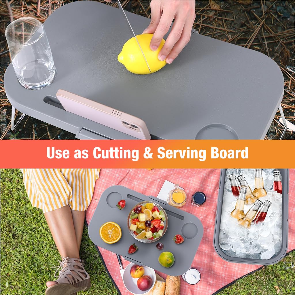 Proberos Camping Collapsible Bucket with 16L Capacity and 2 in 1 Lid Table | PP TPE Outdoor Use