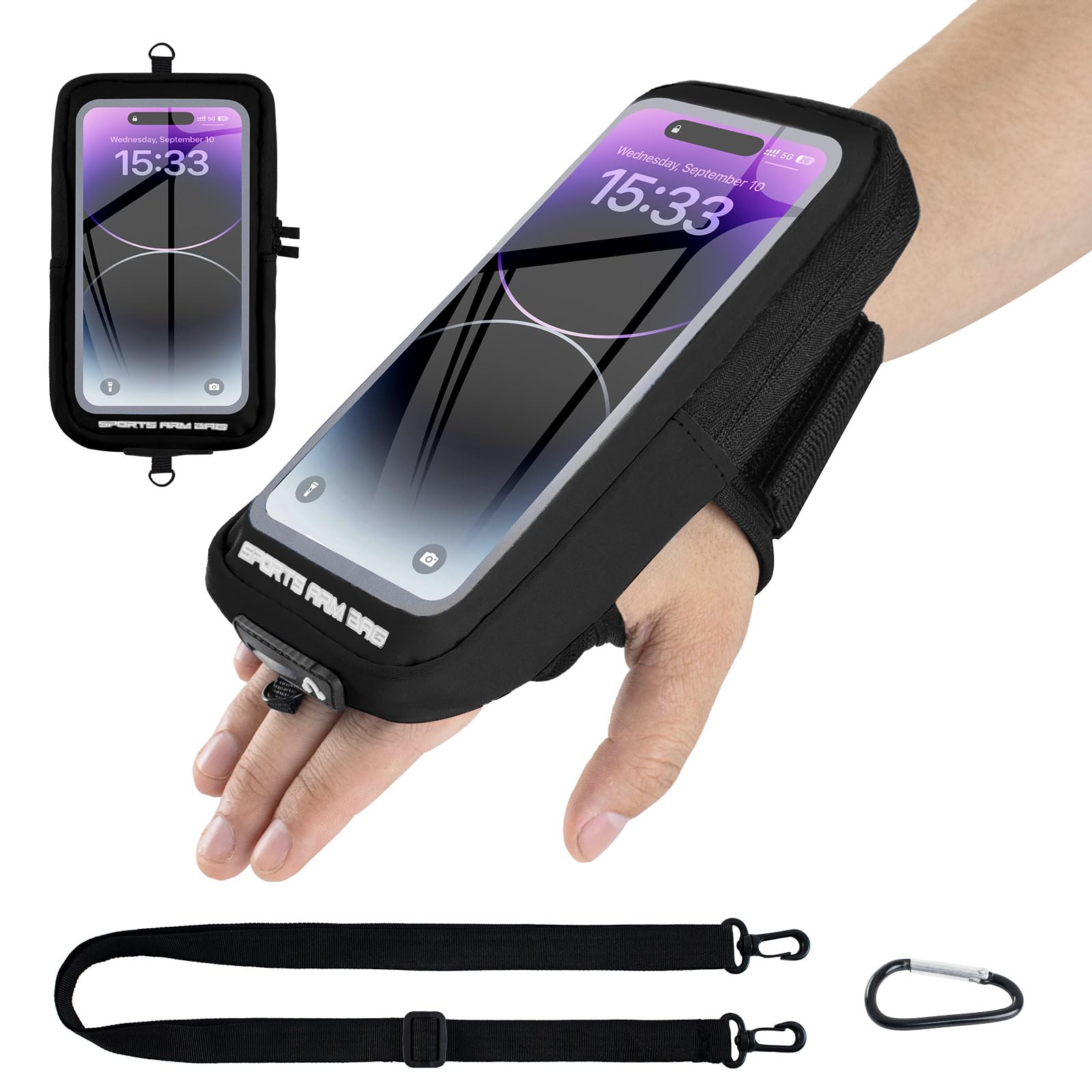 Proberos Running Phone Holder Armband for 6.8 in Phones with Waterproof Mesh Design | Adjustable Wrist Band and Carabiner