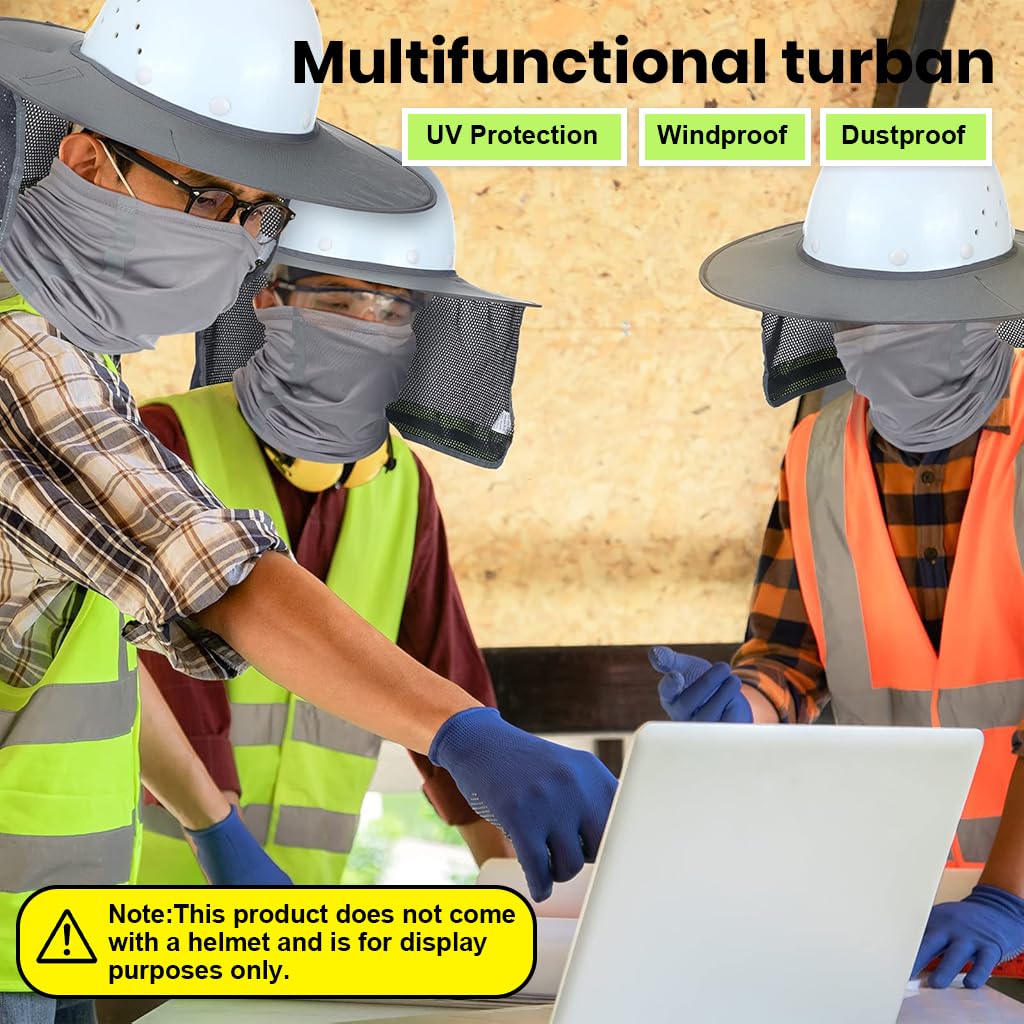 Serplex Hard Hat Sun Shade for Construction Helmets with Reflective Mesh and Neck Gaiter