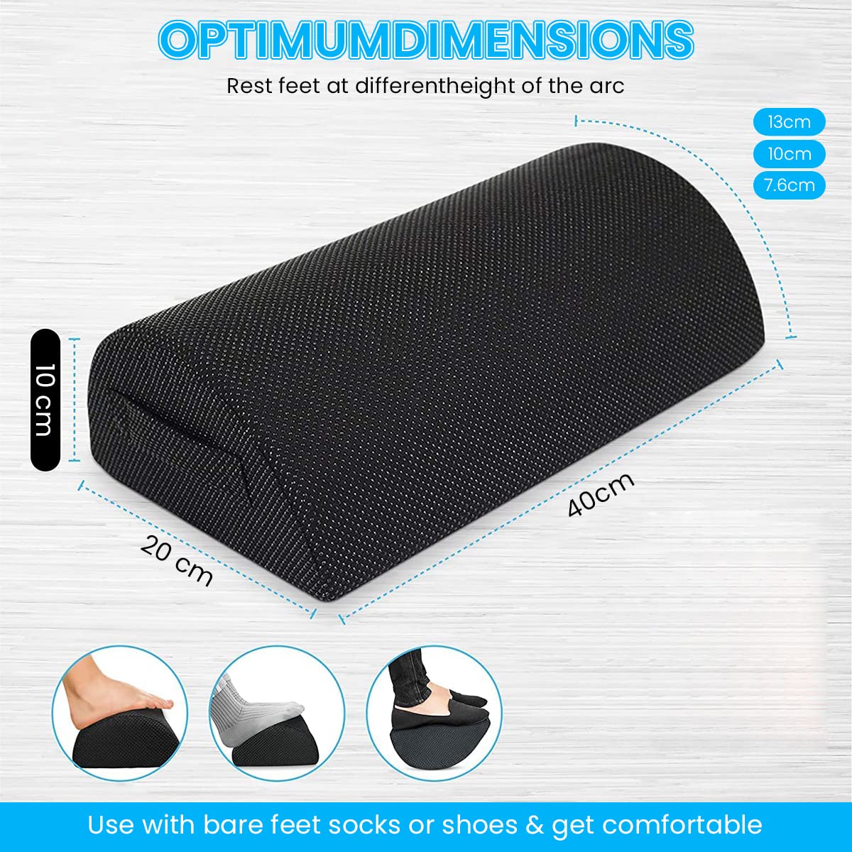 HASTHIP Foot Rest for Office Chair with Ergonomic Memory Foam and Washable Cover | Stress Relief Under Desk Support