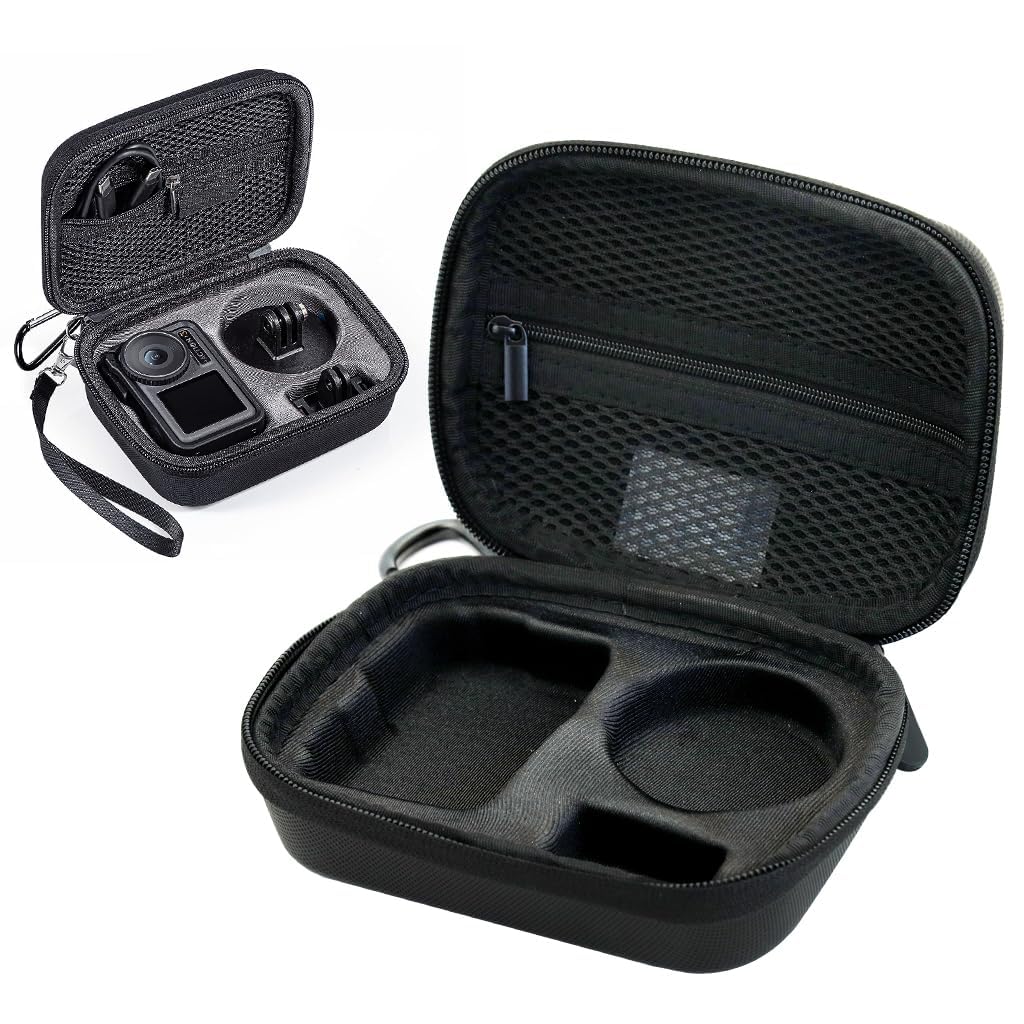 ZORBES Carrying Case for DJI OSMO Action 3 and 4 Camera with 8 Compartments | Waterproof PU Hard Shell Travel Bag