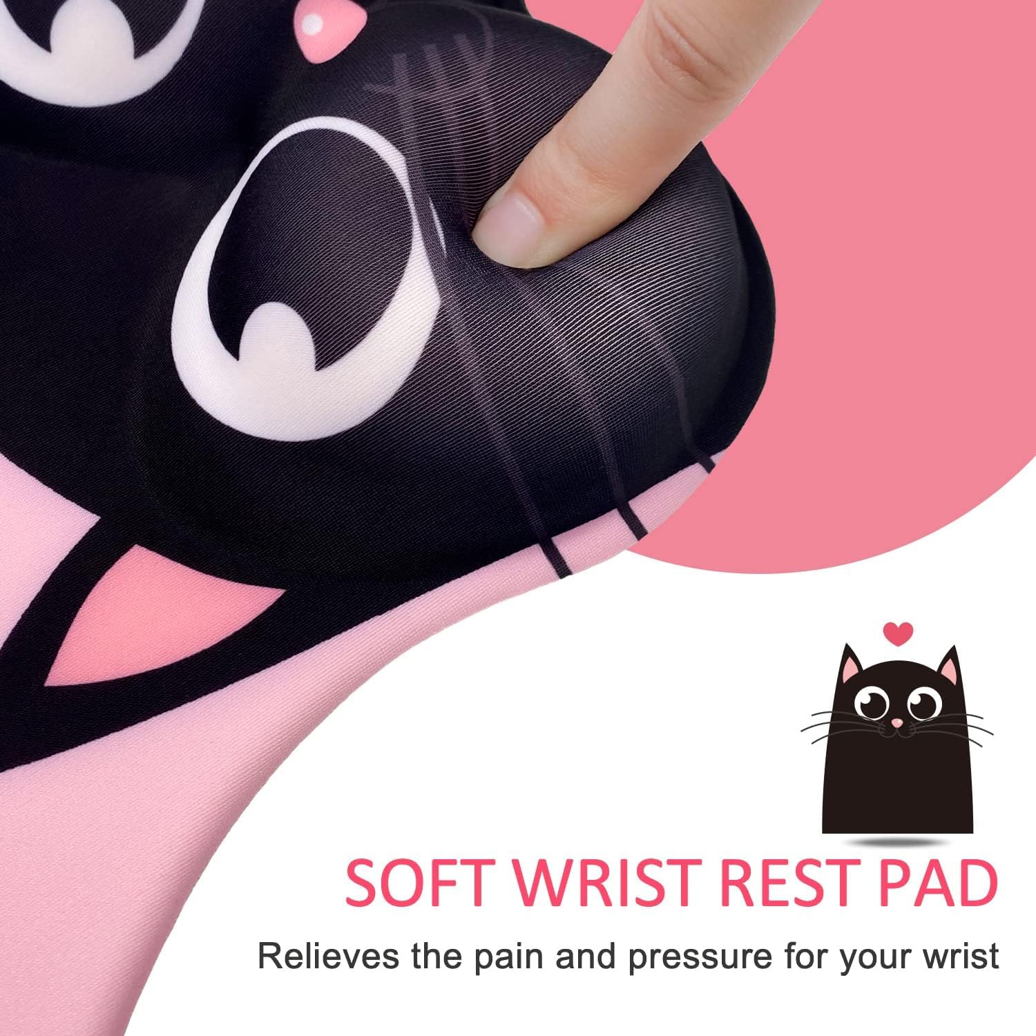 ZORBES Mouse Pad with Wrist Rest for Gaming and Office featuring Ergonomic Silicone & Smooth Lycra Cover | Kawaii Pink 2PCS