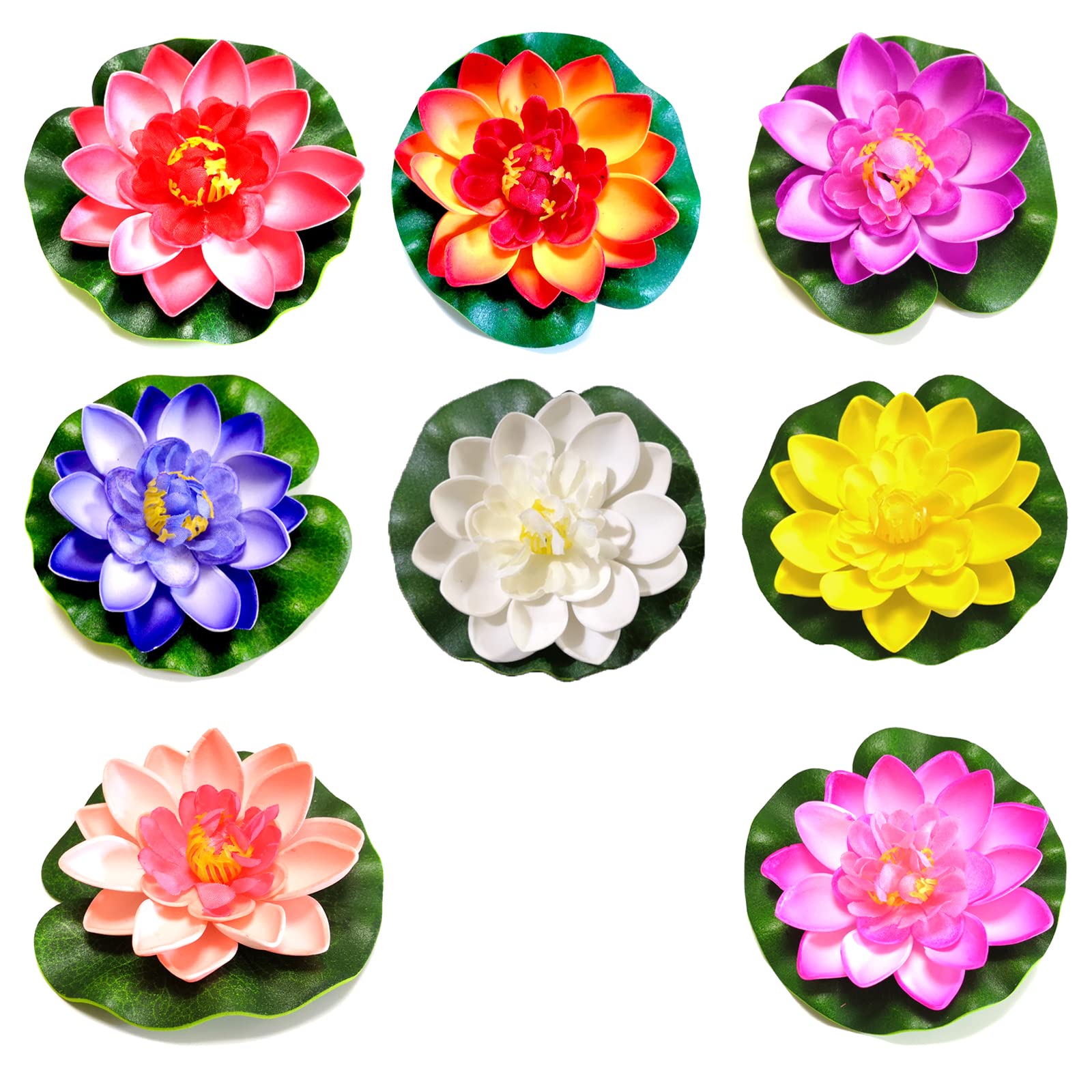 Supvox® 8Pcs Diwali Decorative Lotus Flower Ornaments Assorted Colorful Lightweight EVA Foam Lotus Flower Decor 10cm Diameter Desk Lotus Flower Ornament Decorative Bowl Flower Ornaments for Diwali