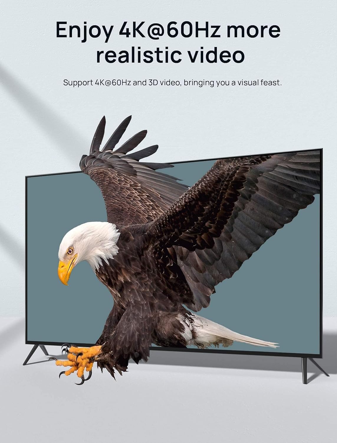 JSAUX HDMI Splitter for 4K 60Hz Display with 1.3ft Cable featuring Bi-Directional Switch | Aluminum Alloy Case