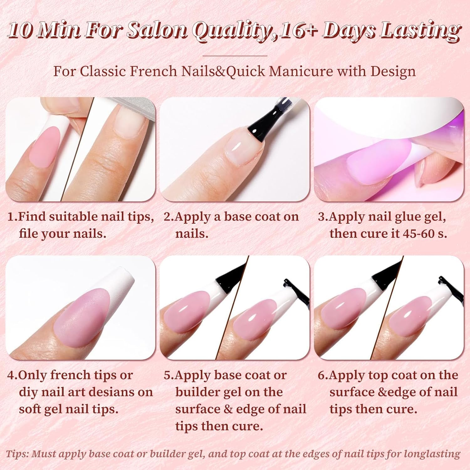 HANNEA Almond Shape Press On Nails for French Tip Manicure with 150pcs Multi Size Set