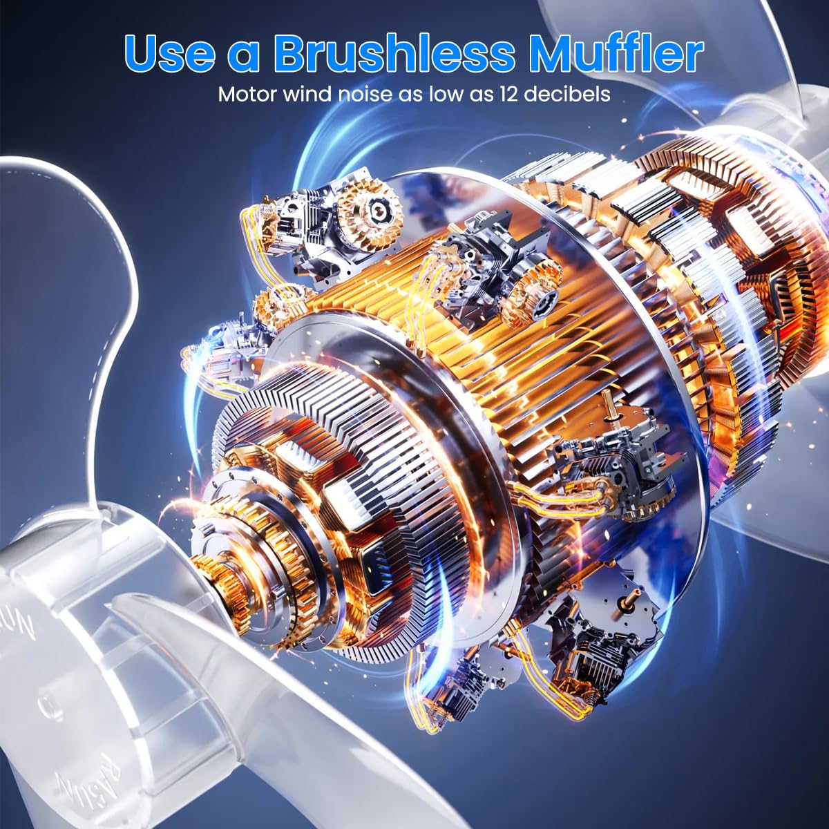 Verilux USB Mini Desk Fan for Home and Office with 7200mAh Battery featuring 360° Rotatable Clip | Night Light and Stepless Airflow Adjustment