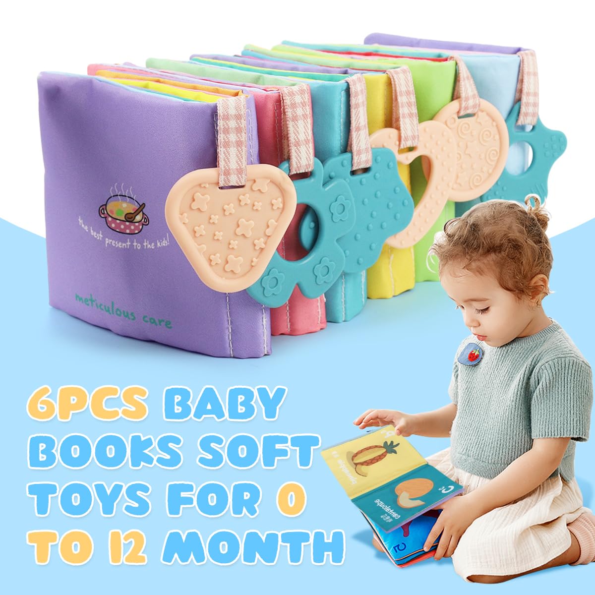 SNOWIE SOFT Baby Cloth Books for Sensory Learning with BB Sound and Sa Sa Paper | 6 Themes 2 PCS