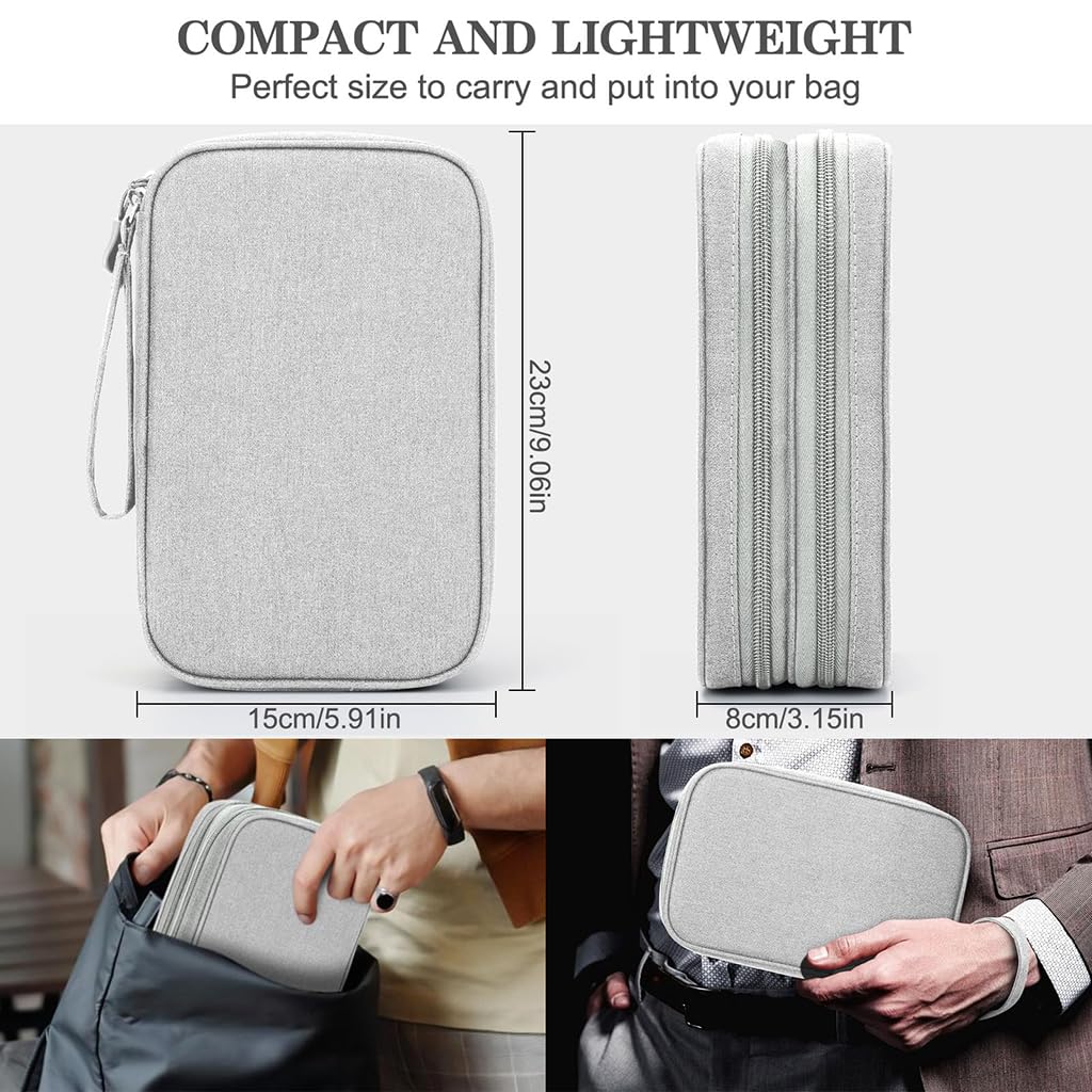 Zibuyu Travel Cable Organizer Pouch for Office and Trips featuring Dual Layer Design with 600D Oxford Fabric and Compact 7.5x4.3x2.2 in Size