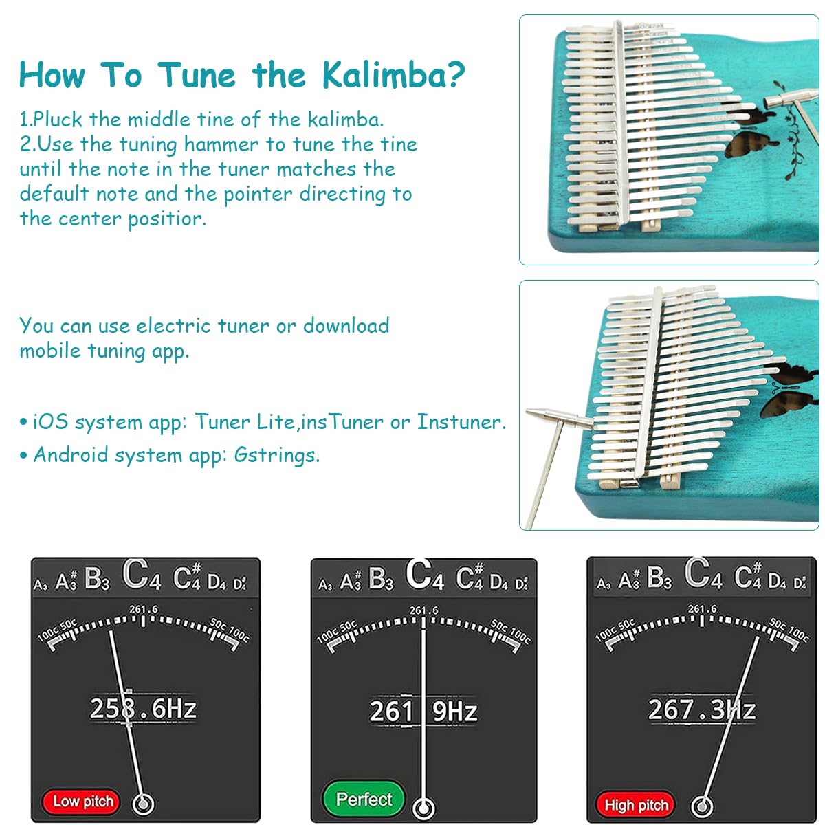 ELEPHANTBOAT Kalimba Thumb Piano for Beginners with 21 Keys and Butterfly Engraved Design