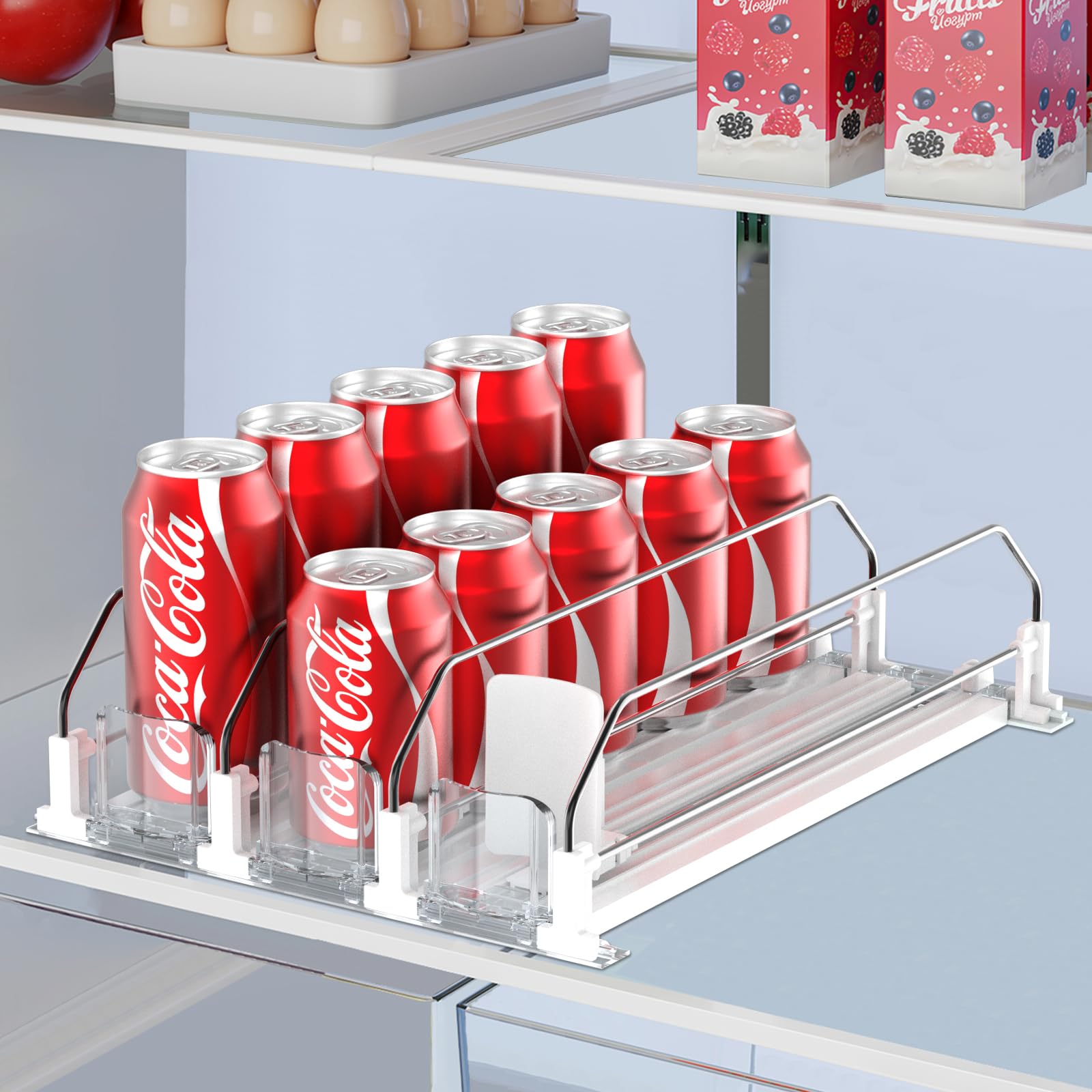 HASTHIP® Self Pushing Fridge Drink Organizer,Automatic Drink Dispenser, 14.96 inch, White