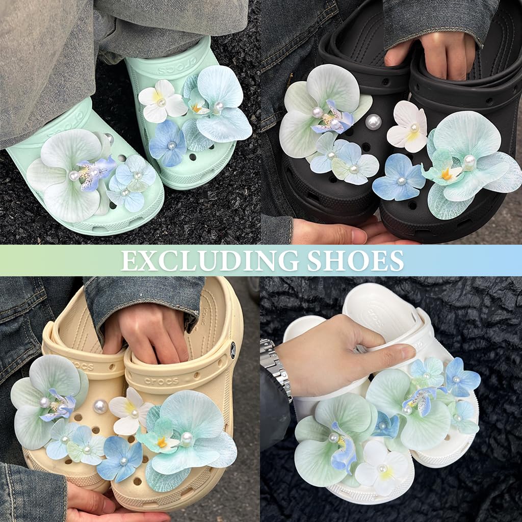HASTHIP Flower Shoe Charms Set for Clog Shoes with Easy Snap-On Design 8Pcs Pink and White | Aesthetic Floral Decor for Women and Kids