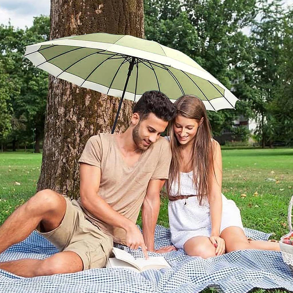 PALAY® 47in Umbrella Big Size for Women, 16 Alloy Fiber Ribs Long Stick Umbrella, Automatic Open Windproof Umbrella, UPF 50 + Japanese Umbrella for Family, Outfoor