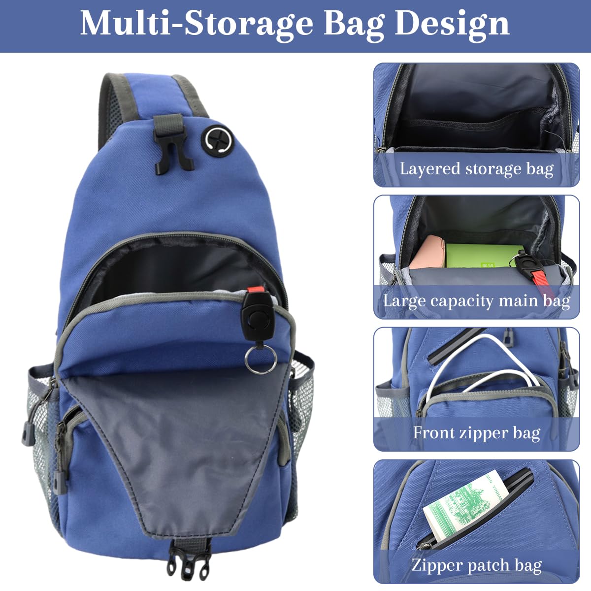 GUSTAVE Sling Bag for Men featuring Multi Pocket Design with Zipper Phone Pouch | Compact Travel Shoulder Bag for Work and Hiking
