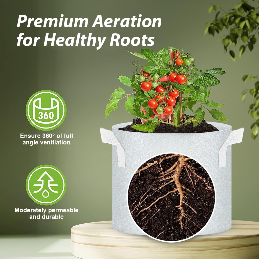 HASTHIP Grow Bags for Vegetables and Flowers with Handles 10Pcs 20L Fabric Pots | 30×30cm