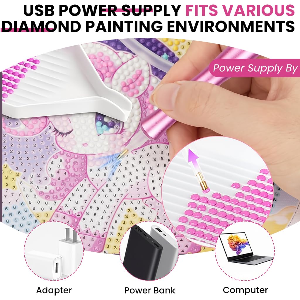 PATPAT Electric Diamond Painting Pen for Easy Diamond Picking with USB Power and Suction Function | Integrated Switch Controller for Seamless Diamond Art Crafting