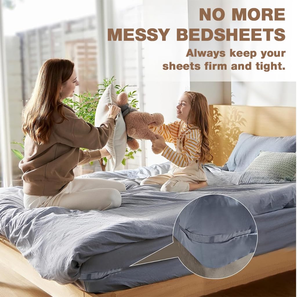 HASTHIP Fitted Sheet Fasteners Set for Bed Sheets with Corner Anchor Clamps | Pack of 4