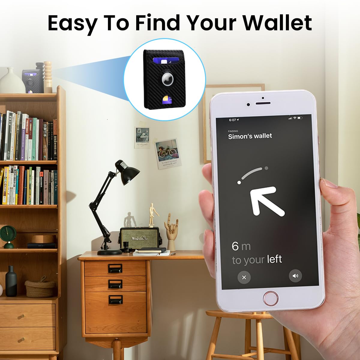 Venzina Wallet for Men with Airtag Slot featuring 5 Card Slots and PU Leather Bifold Design