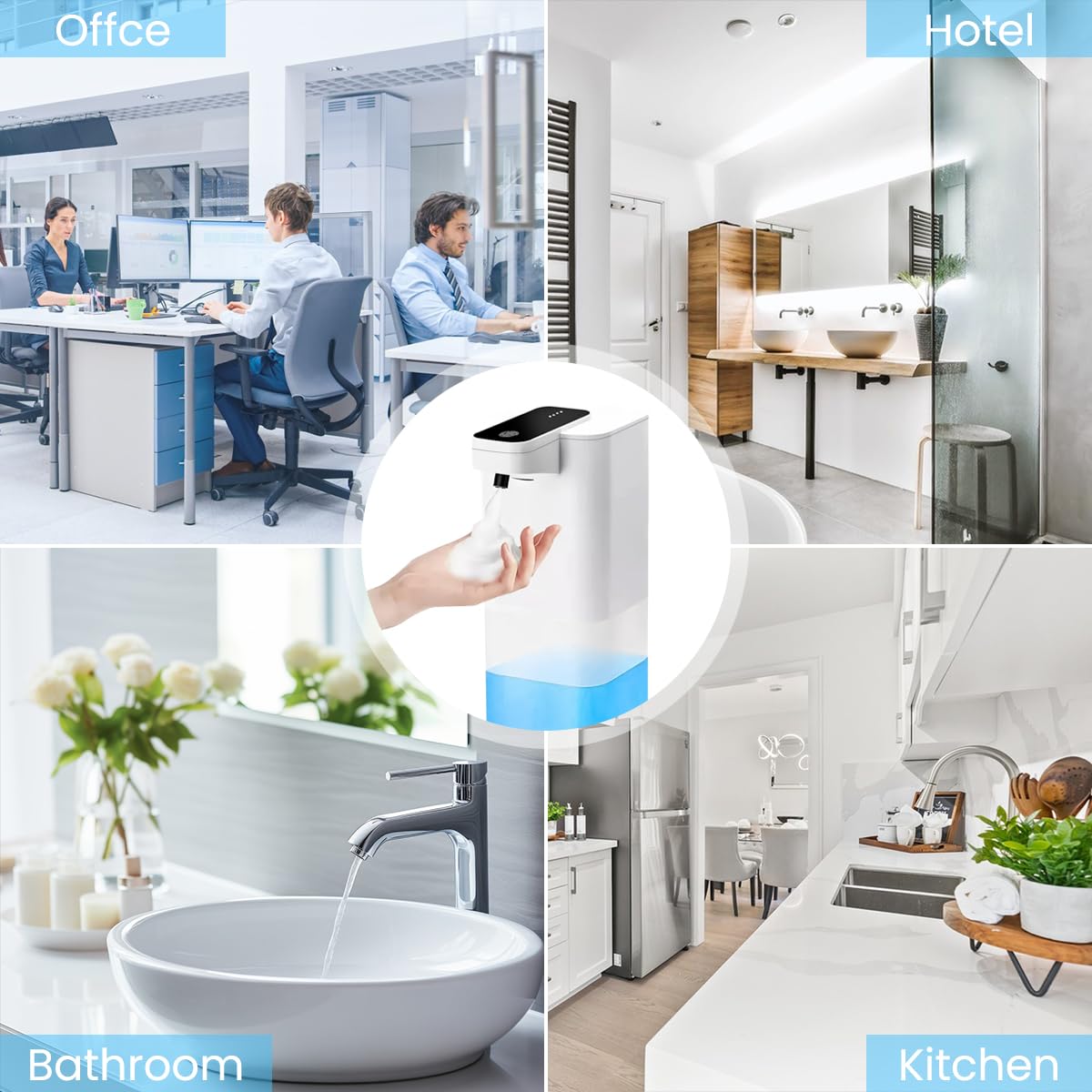 HANNEA Automatic Soap Dispenser for Kitchen and Bathroom with Motion Sensor 400ml | USB Rechargeable