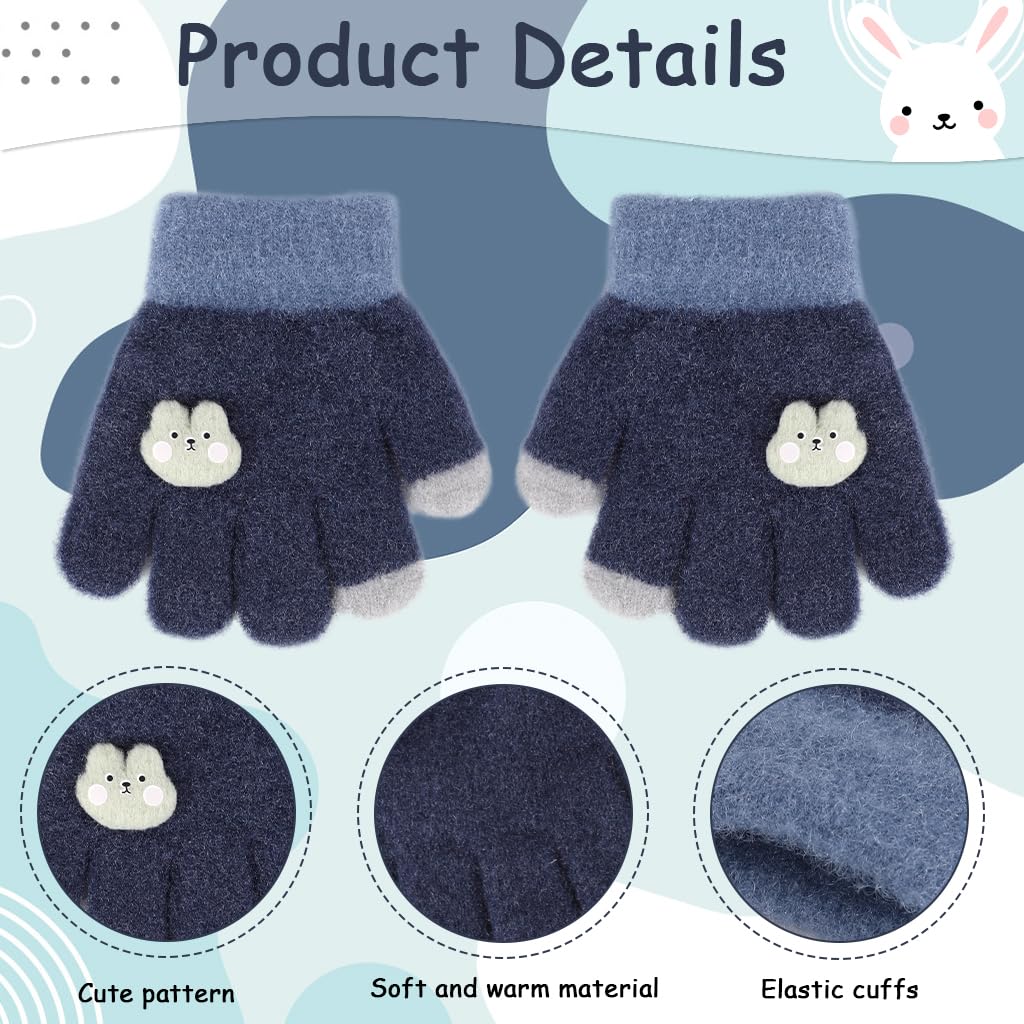 Zibuyu Winter Knitted Mittens for Baby 0–3 Years with Elastic Wrist | Soft Blue Gloves
