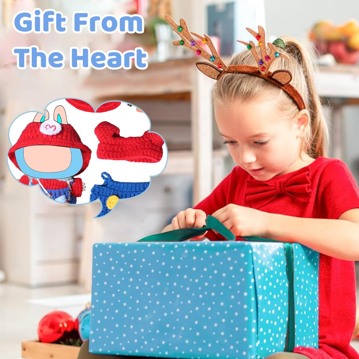 Fancyku DIY Crochet Jumpsuit Kit for 4 and 6 inch Figures with Step by Step Guide | Mario Inspired Outfit Craft Set