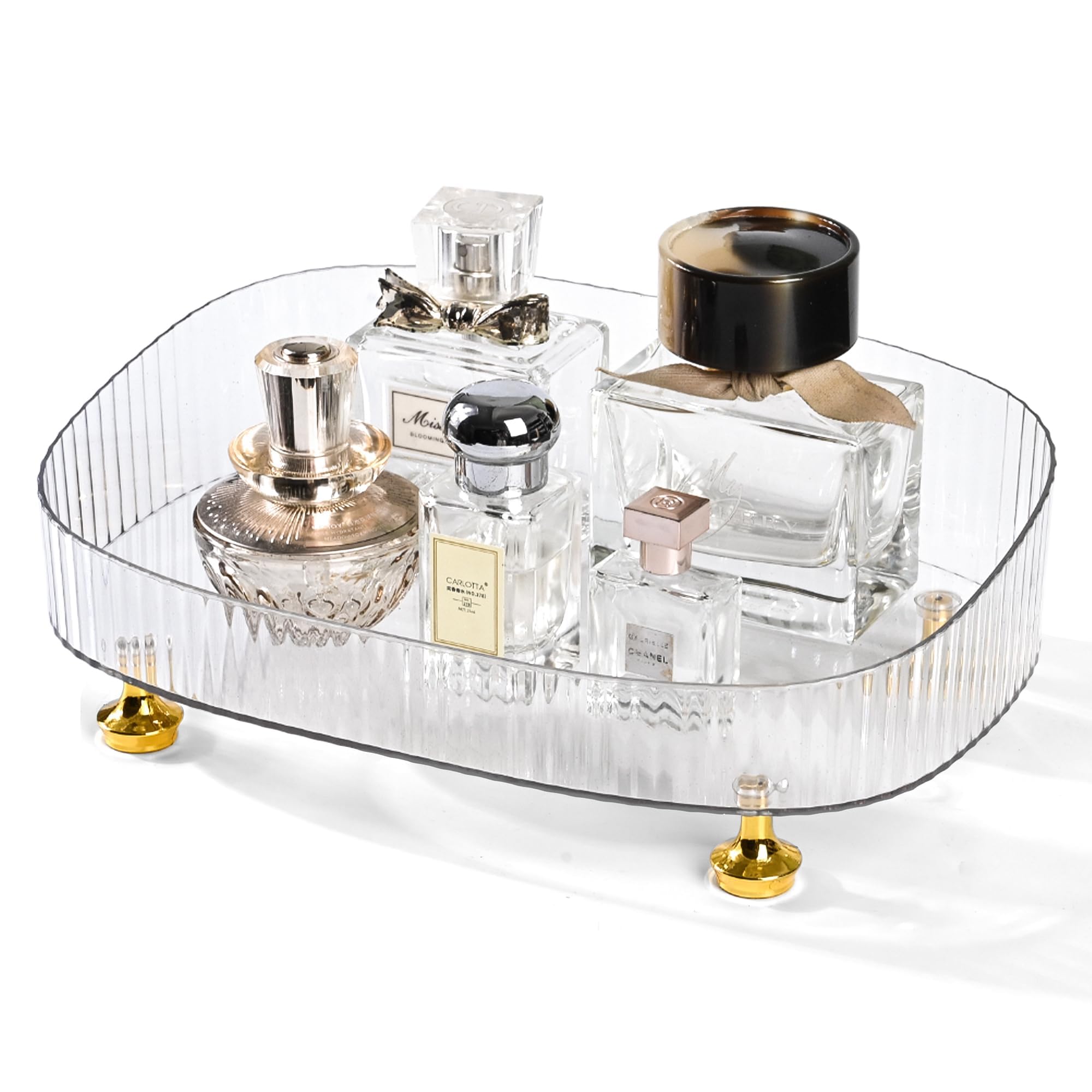 HASTHIP® Perfume Organizer - Makeup Organizer Stand Perfume Tray Decorative Storage Holder Non-Slip & Waterproof Bathroom Tray Countertop Decor, Clear