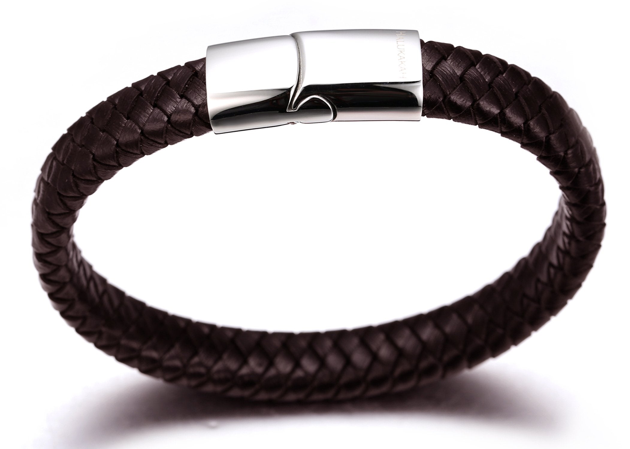 SANNIDHI Leather Bracelet for Men and Women with 8.46 in Braided Hoop Design | Brown