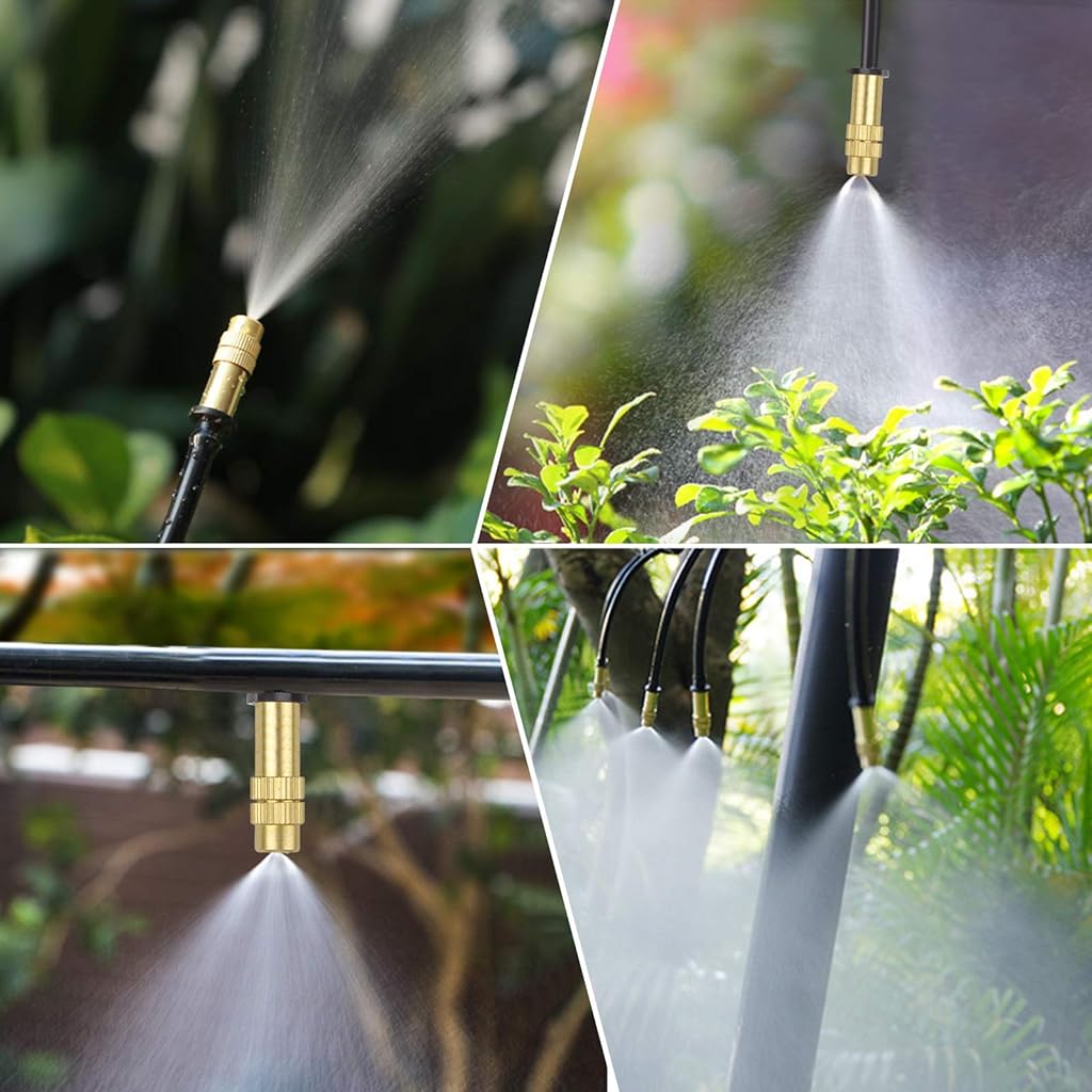 Serplex® Adjustable Water Spray Nozzle Copper 4/7mm Drip Irrigation Mist Sprayer Micro Sprinkler for Garden Cooling Lawn Vegetables Greenhouse 20PCS