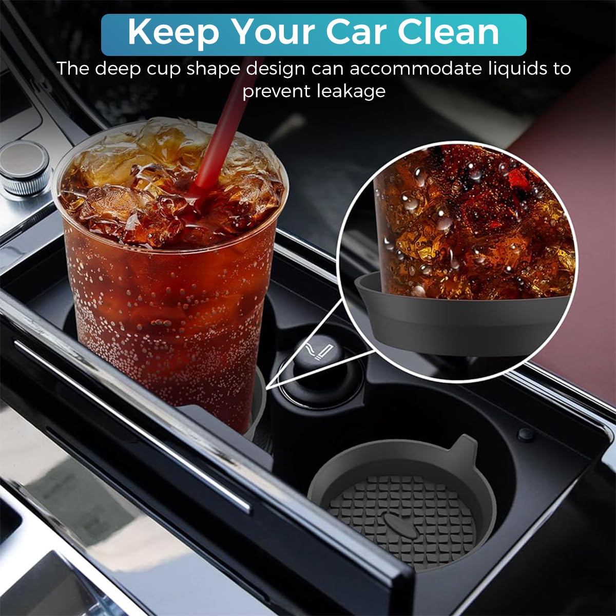 STHIRA Car Coasters for Cup Holders with Non Slip Recessed Design | 4Pcs Silicone Set