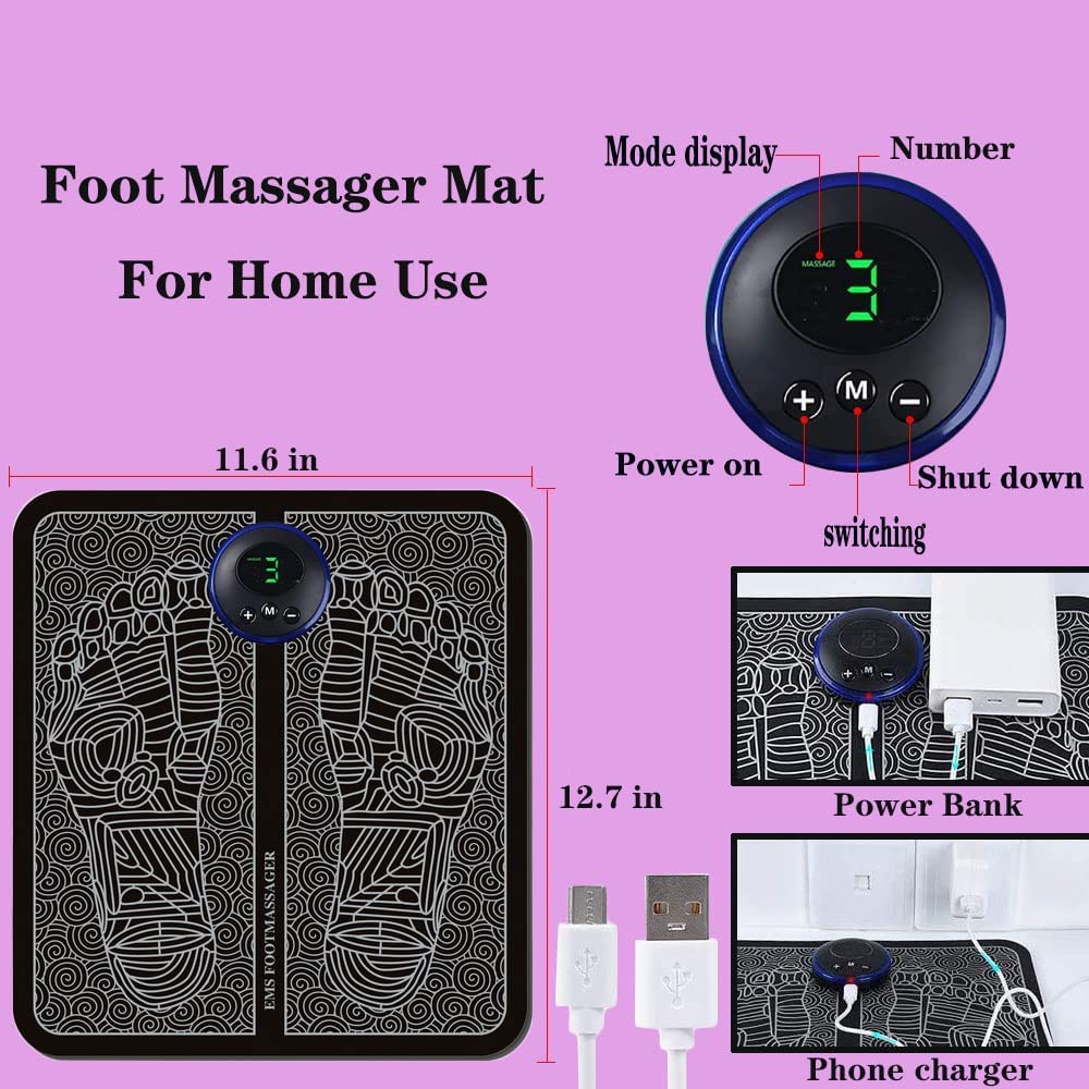 HANNEA Foot Massager for Pain Relief with 6 Modes and 9 Strength Levels | Wireless EMS Pad
