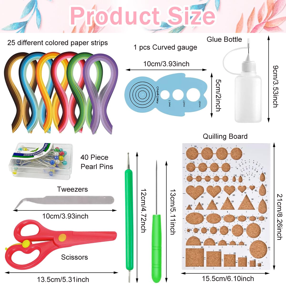 HASTHIP® Paper Quilling Kit Quilling Tool Set Quilling Template Curling Tool Set Accessories for DIY Paper Quilling Craft Art Set (30 Colors 600 Strips)