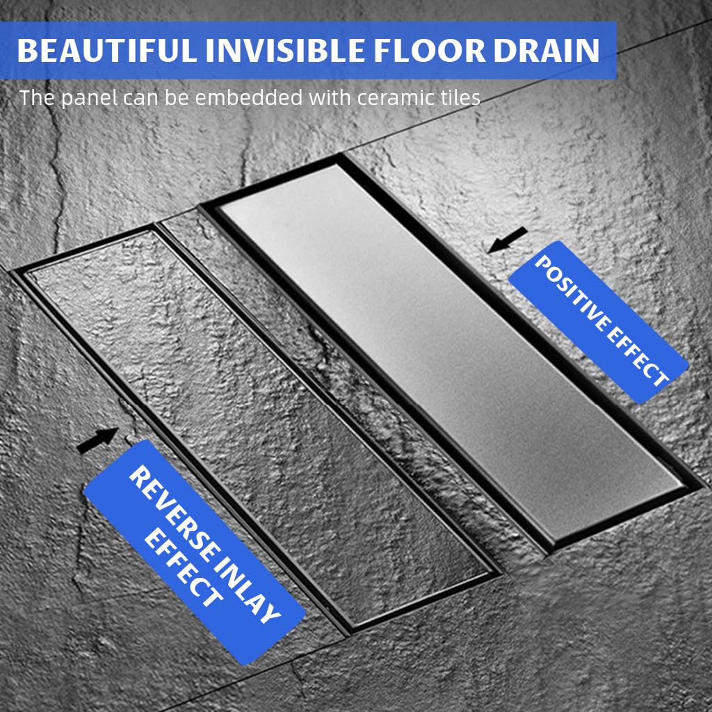 HASTHIP Bathroom Linear Shower Drain 30×8 cm for Modern Showers with Anti Odor System | Stainless Steel Flush Mounted Design