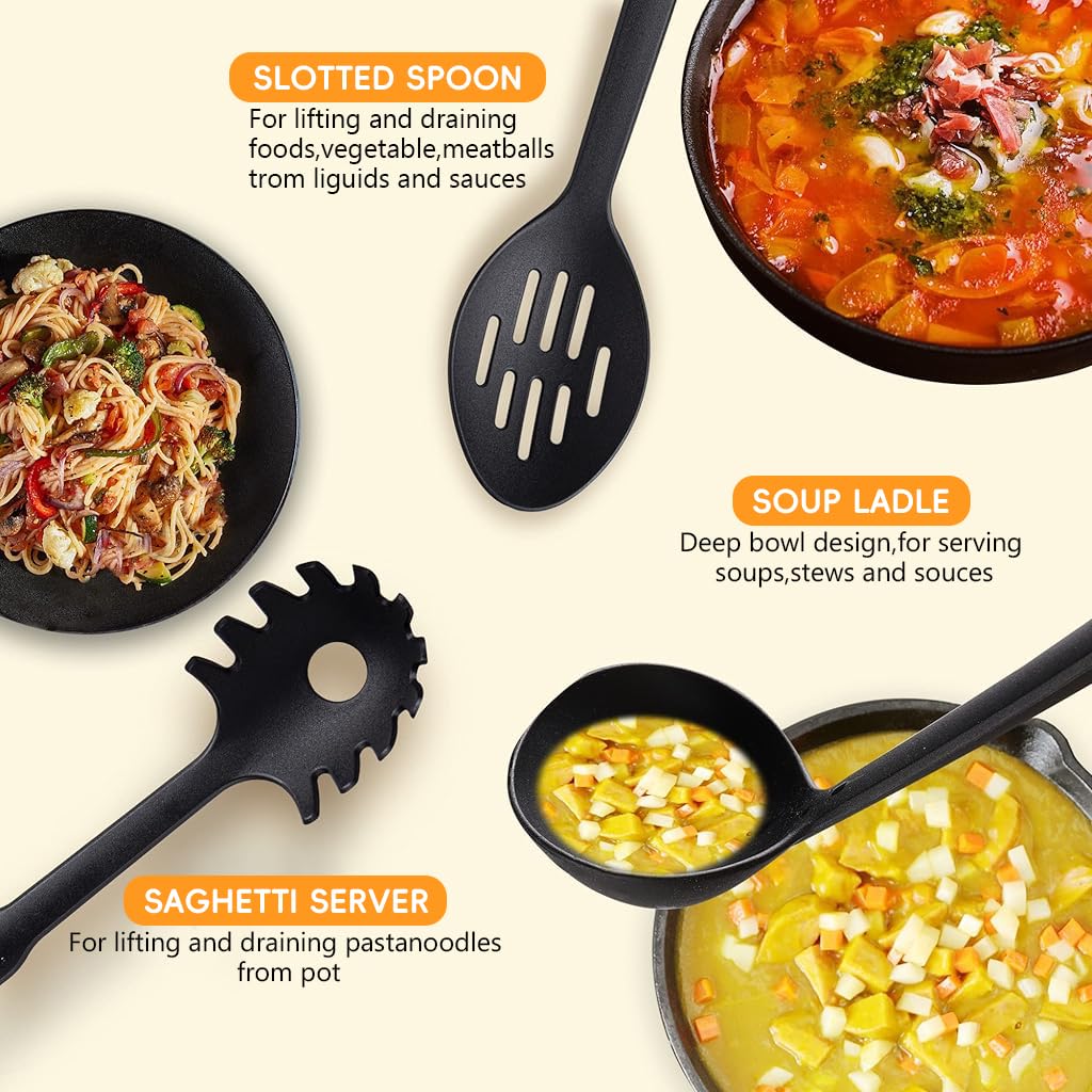 Supvox Nylon Kitchen Utensils Set for Non-Stick Cookware with 6pcs and 410°F Heat Resistance