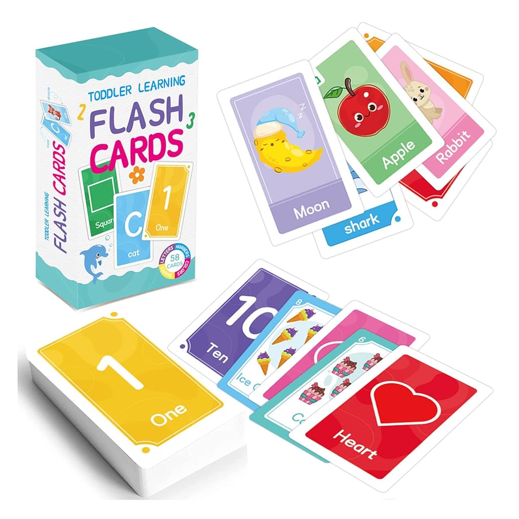 PATPAT® 58Pcs Flash Cards for Toddlers Learning Flash Cards Cartoon Colorful Illustration Learning Cards Double Sided Learning Flash Cards Speaking Learning Flash Cards Cognitive Learning Cards