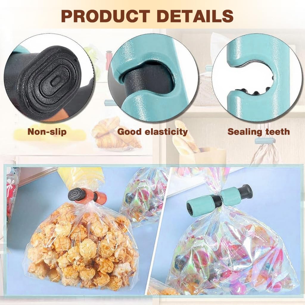 Supvox Food Bag Clips 8 Pcs for Snack Storage with Guillotine Style Seal | Colorful Spring Loaded Design