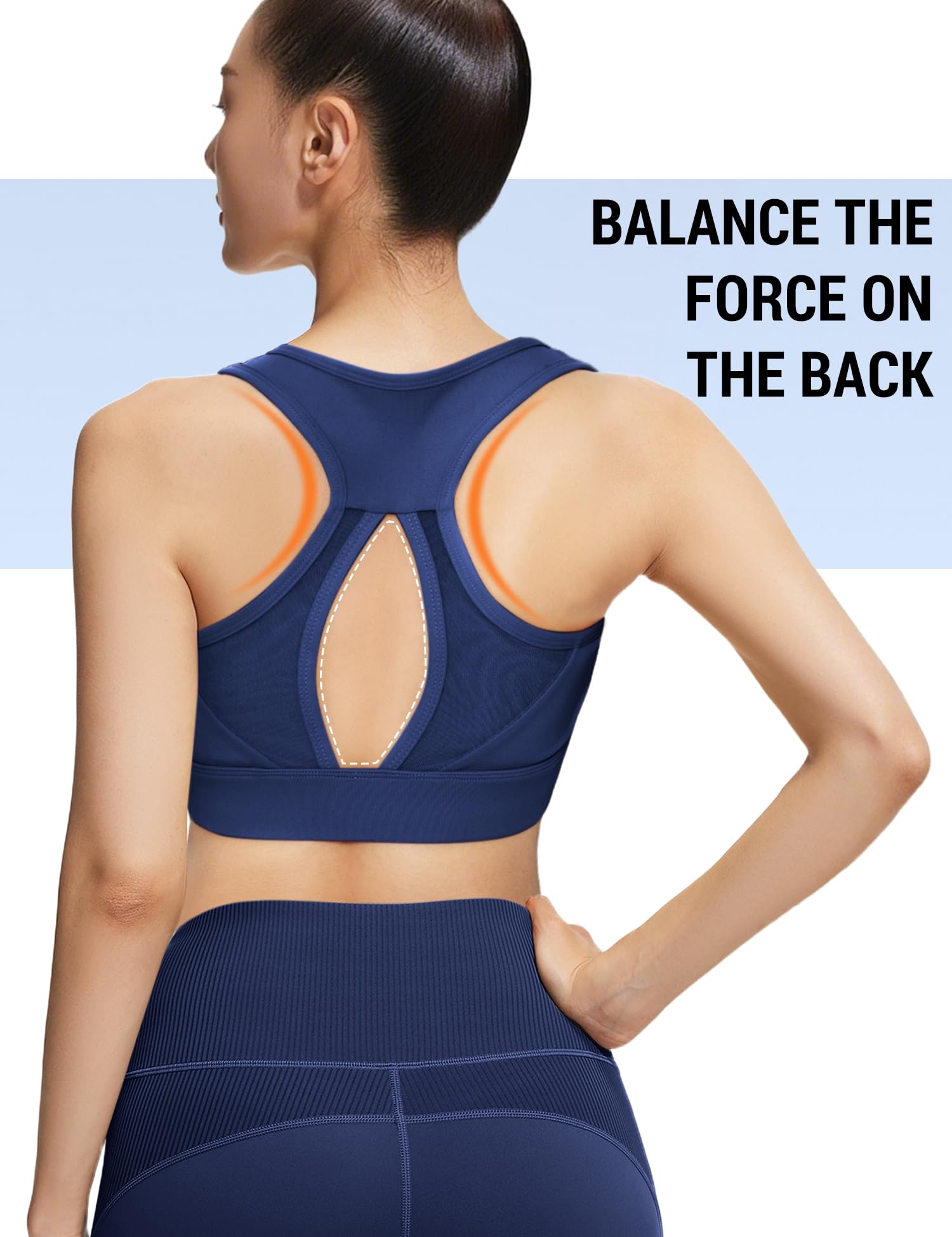 Venzina Sports Bra for Women with Removable Pads featuring Breathable Mesh | Navy Blue