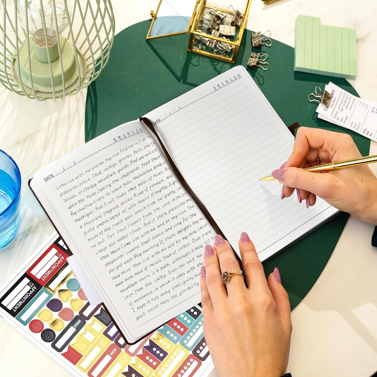 Climberty A5 Leather Notebook for Office and Travel with Strap and 192 Pages | Includes Stickers