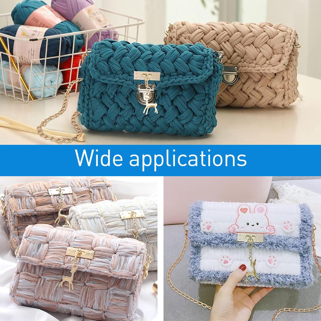 HASTHIP DIY Knitting Crochet Bags Kit for Handmade Crafting with 3 Plastic Canvas Sheets 20 x 13 x 6cm White | Includes Needles Strap Chains and Deer Button