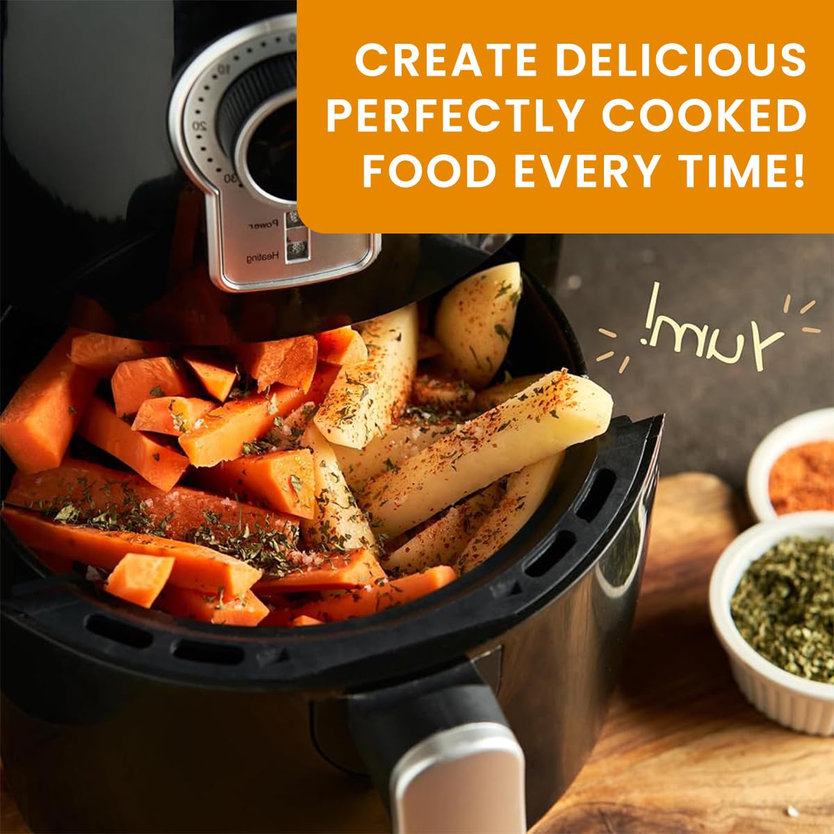 HASTHIP Magnetic Air Fryer Cooking Times Guide for Oven Use with 7x6 in Chart | Color-Coded Recipe Reference