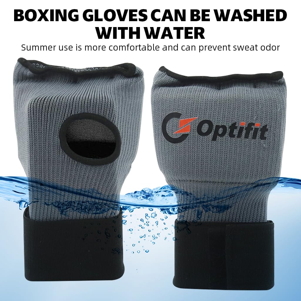 Optifit Sport Gloves for Boxing and Training with Thick Gel Padding and Wrist Support | Breathable Fingerless Nylon Design