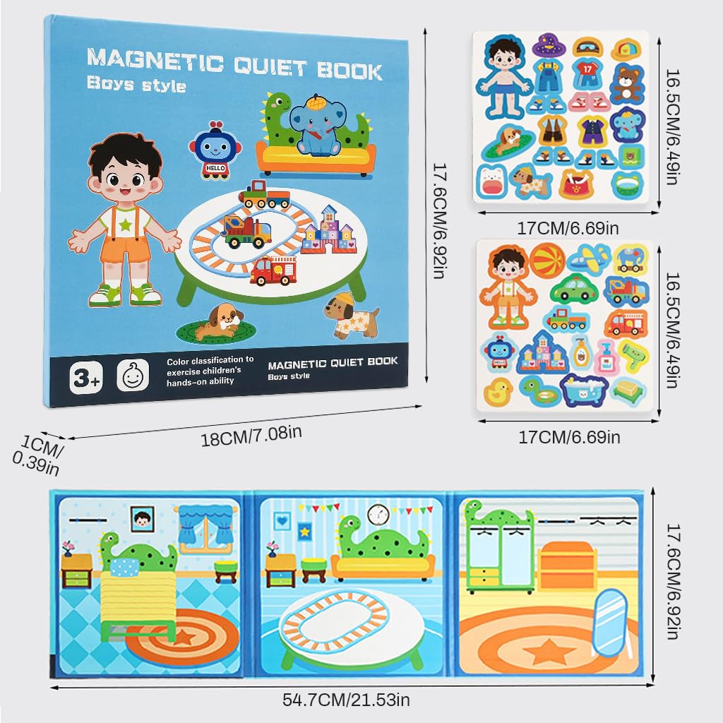 PATPAT DIY Cartoon Magnetic Scene Board for Kids 3–6 with Wooden Dress-Up Playset