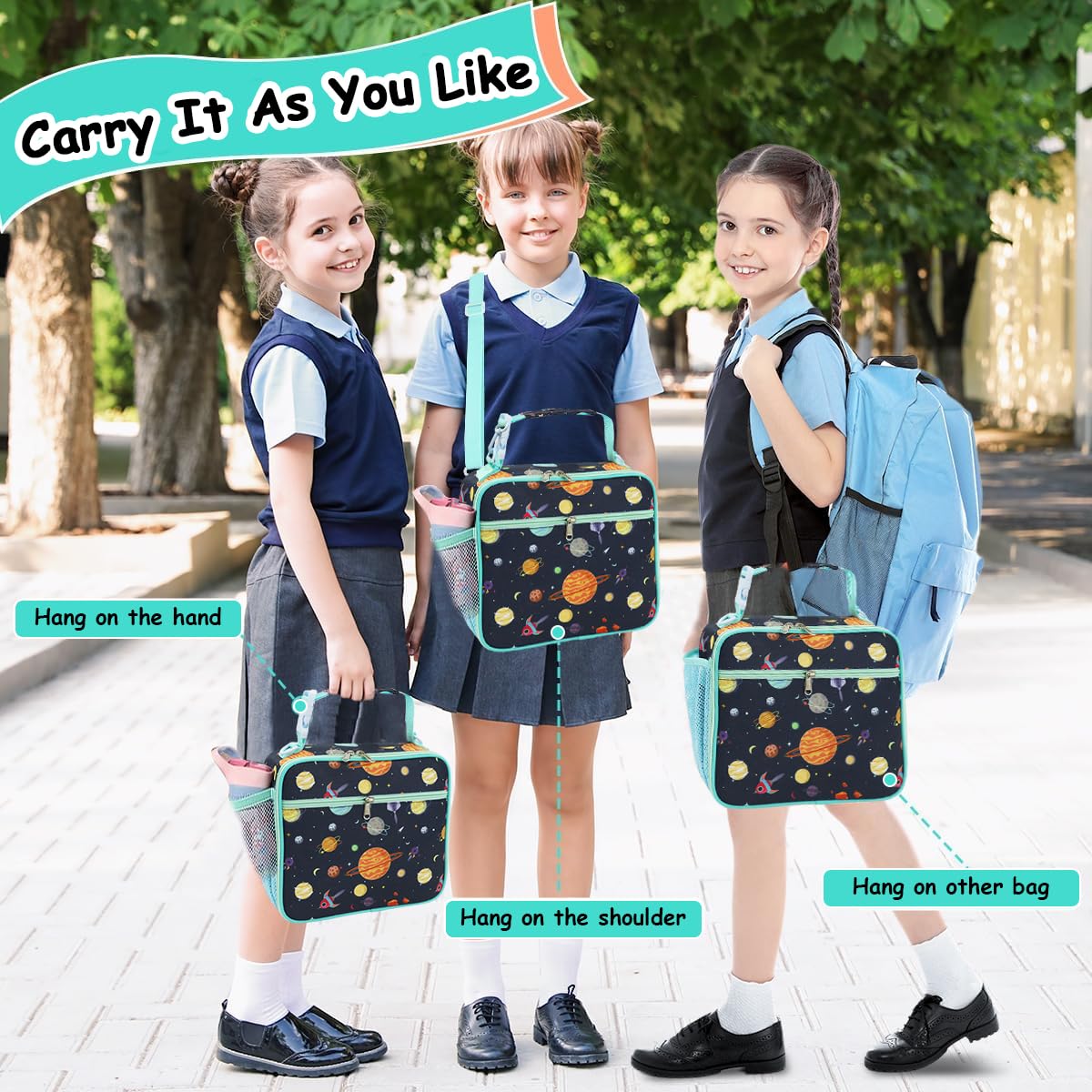 Venzina Lunch Box for Kids with 25×10×22cm Capacity and Detachable Shoulder Strap | Insulated Oxford Thermal Bag