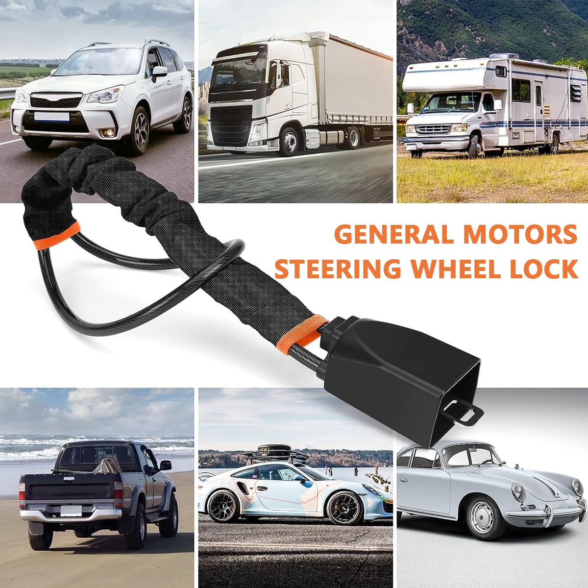 STHIRA Car Steering Wheel Lock with Anti-Theft Steel Chain and Alloy Core | 3 Keys for SUVs